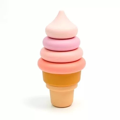 Jouet d'éveil Montessori I Glace Empilable Silicone Rose/Corail