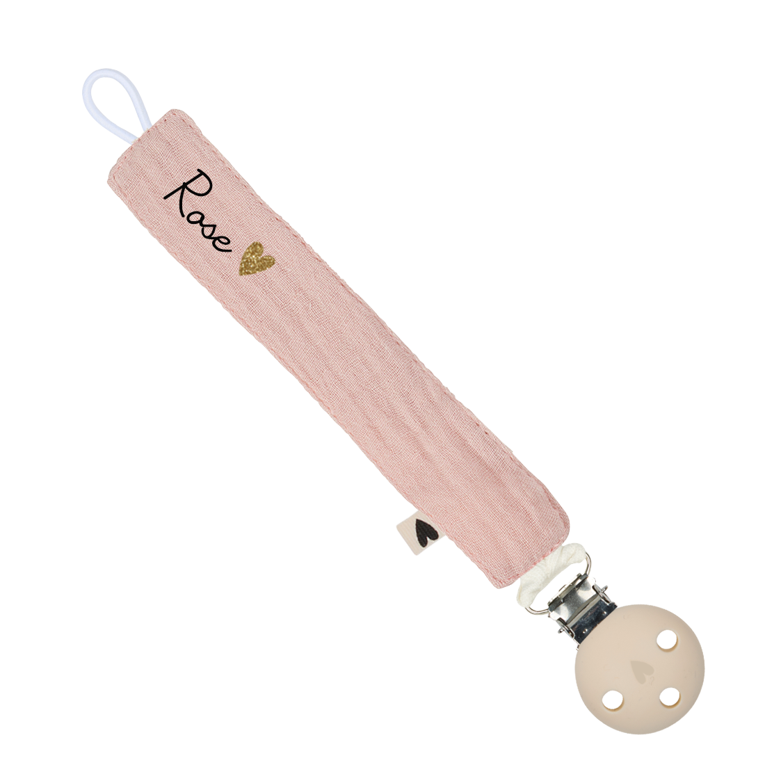 Attache-tétine | Gaze rose