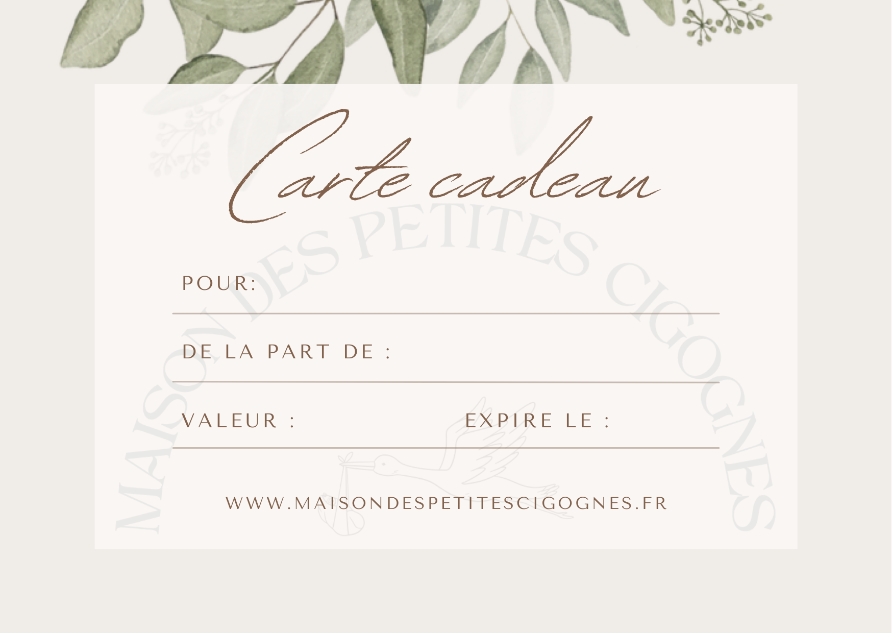 Carte-Cadeau MAISON DES PETITES CIGOGNES