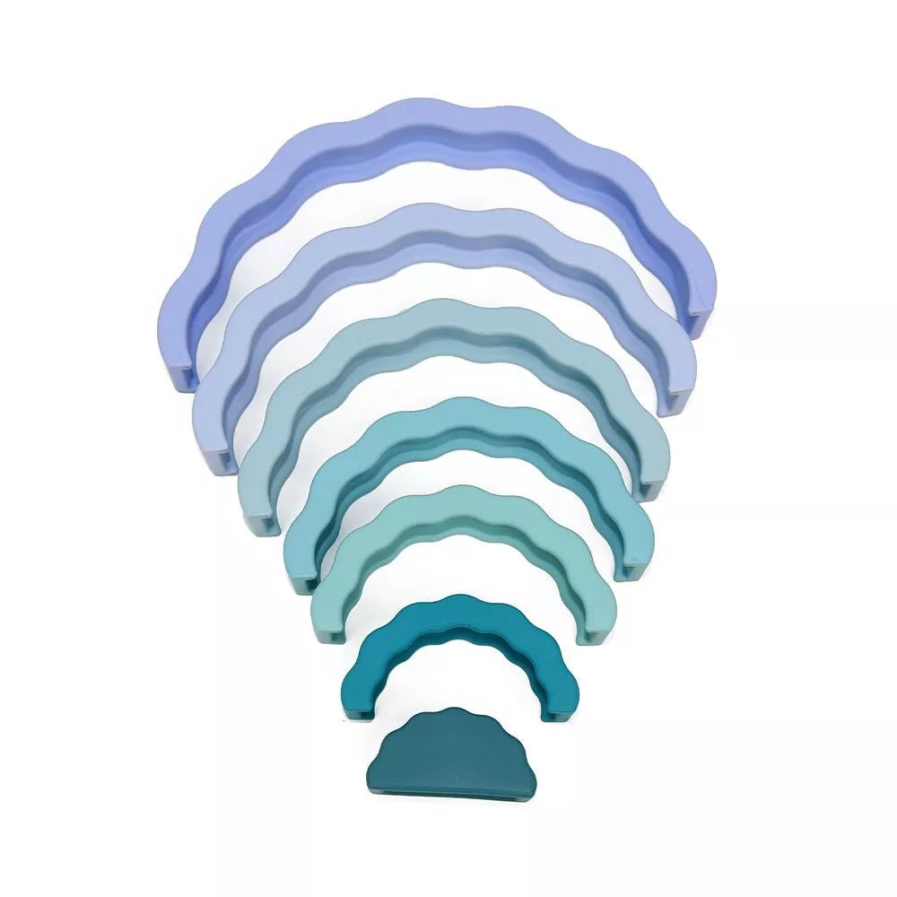Jouet d'éveil Montessori en silicone I Arc en ciel empilable I  Bleu