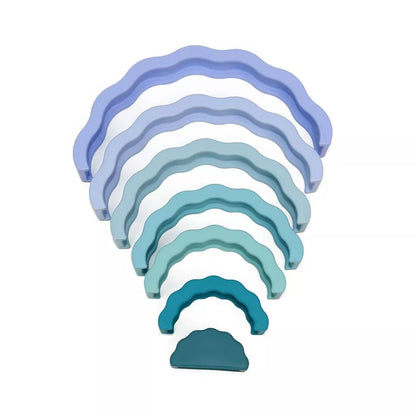 Jouet d'éveil Montessori en silicone I Arc en ciel empilable I  Bleu