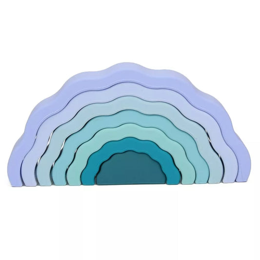Jouet d'éveil Montessori en silicone I Arc en ciel empilable I  Bleu