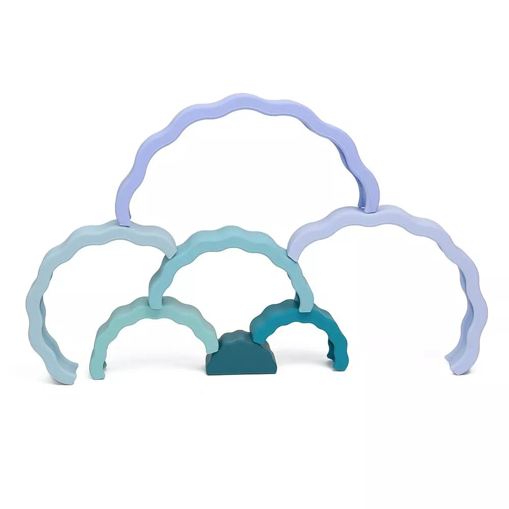 Jouet d'éveil Montessori en silicone I Arc en ciel empilable I  Bleu