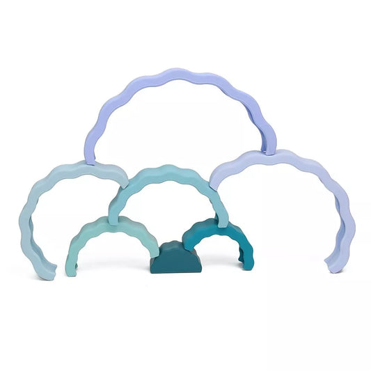 Jouet d'éveil Montessori en silicone I Arc en ciel empilable I  Bleu