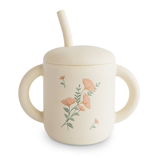 Tasse avec paille | Fleurs