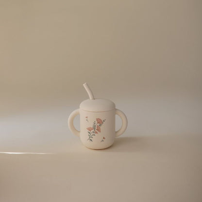 Tasse avec paille | Fleurs