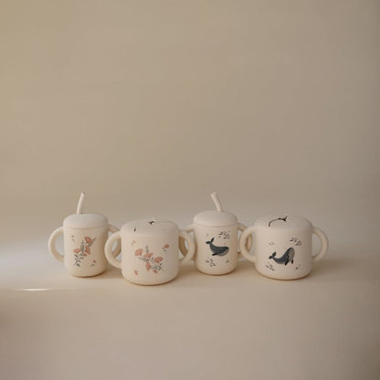Tasse avec paille | Fleurs